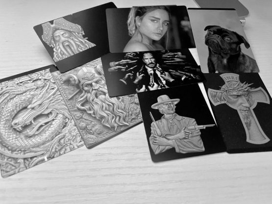 anodized aluminum business card engraving