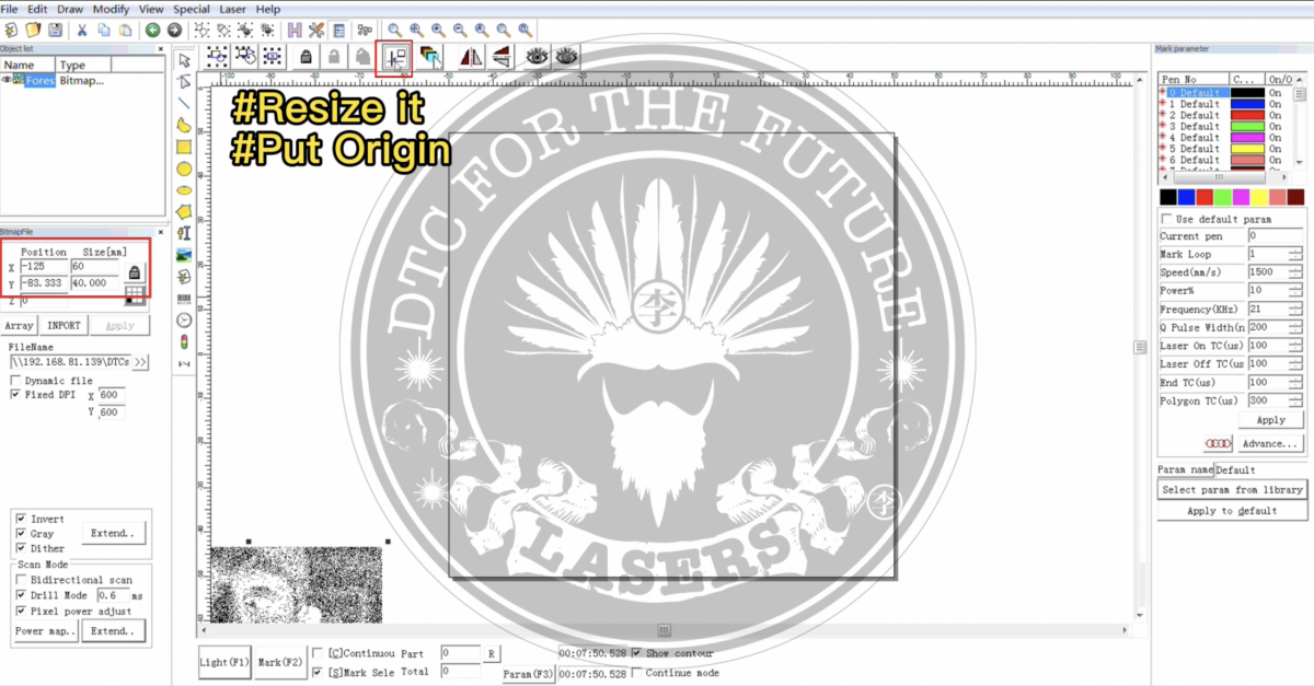Fiber laser how to mark png/bitmap on business card